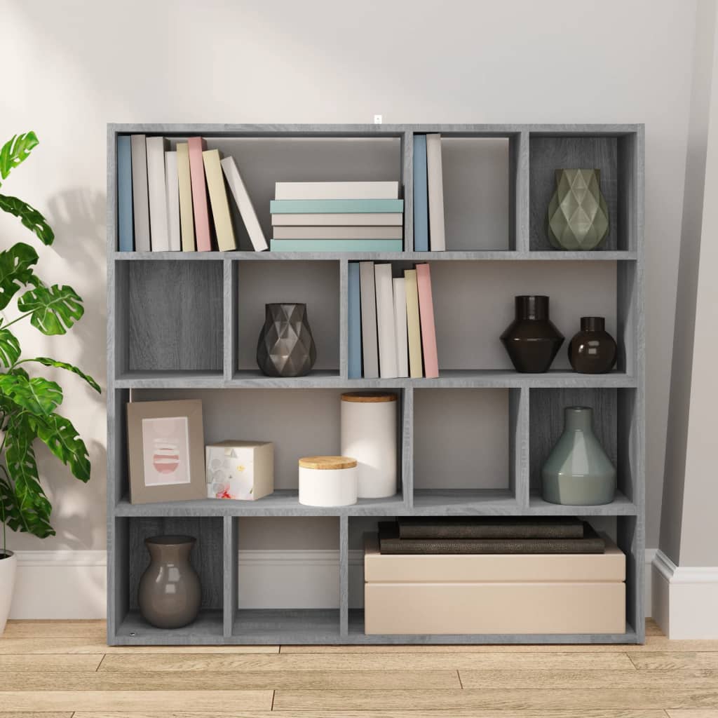 Grey Sonoma Book Cabinet/Room Divider - 105x24x102 cm - Versatile Decor