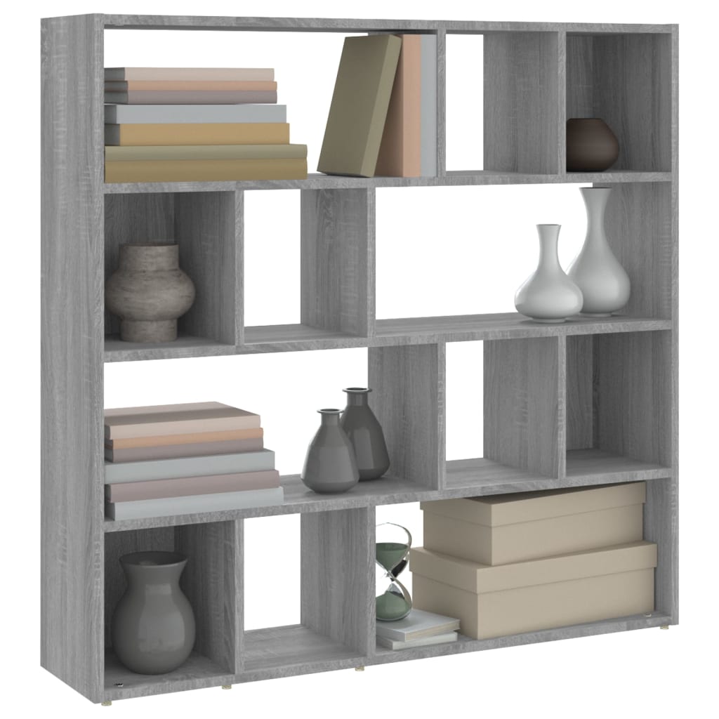 Grey Sonoma Book Cabinet/Room Divider - 105x24x102 cm - Versatile Decor