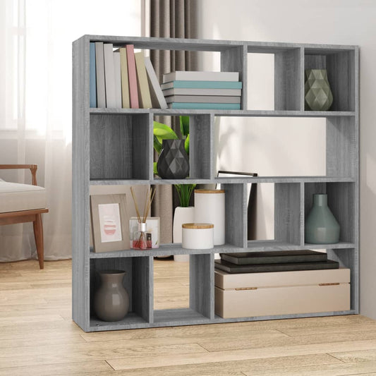 Grey Sonoma Book Cabinet/Room Divider - 105x24x102 cm - Versatile Decor