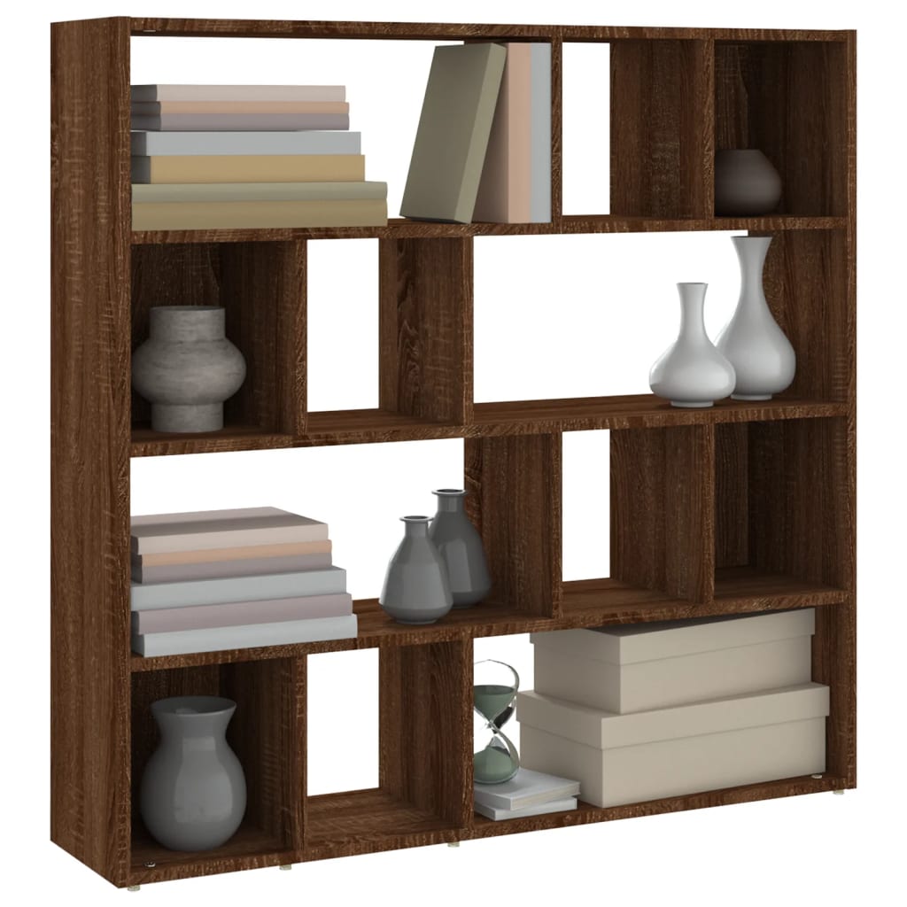 Brown Oak Book Cabinet & Room Divider - 105x24x102 cm