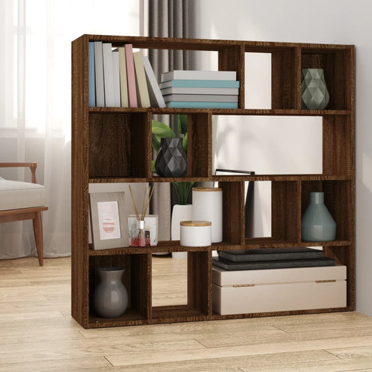 Brown Oak Book Cabinet & Room Divider - 105x24x102 cm
