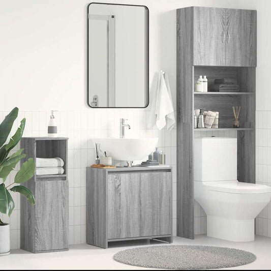 Sonoma Grey Bathroom Cabinet 60x33x61 cm - Engineered Wood