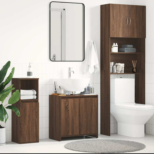 Brown Oak Bathroom Cabinet - Engineered Wood, 60x33x61cm
