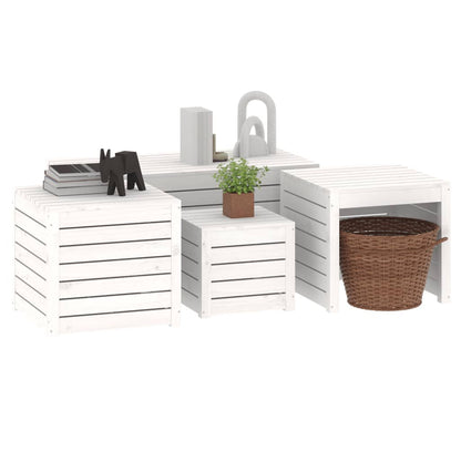 4-Piece White Pine Garden Box Set: Solid Wood Planters
