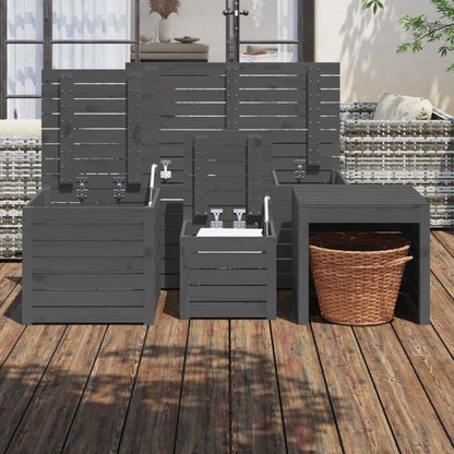 4 Piece Solid Wood Pine Garden Box Set in Elegant Grey