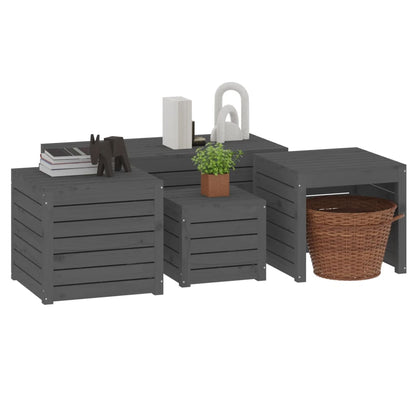 4 Piece Solid Wood Pine Garden Box Set in Elegant Grey