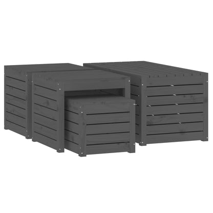 4 Piece Solid Wood Pine Garden Box Set in Elegant Grey