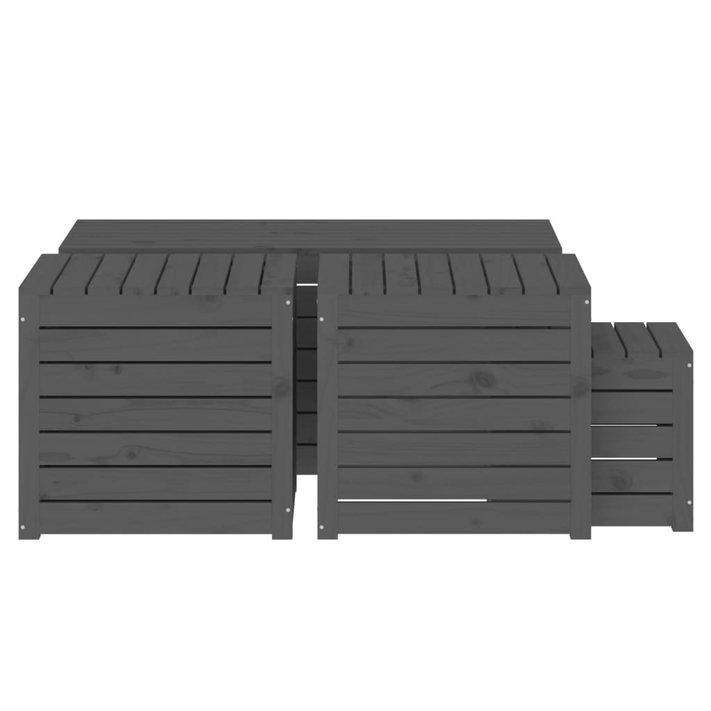 4 Piece Solid Wood Pine Garden Box Set in Elegant Grey