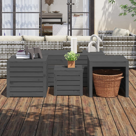 4 Piece Solid Wood Pine Garden Box Set in Elegant Grey