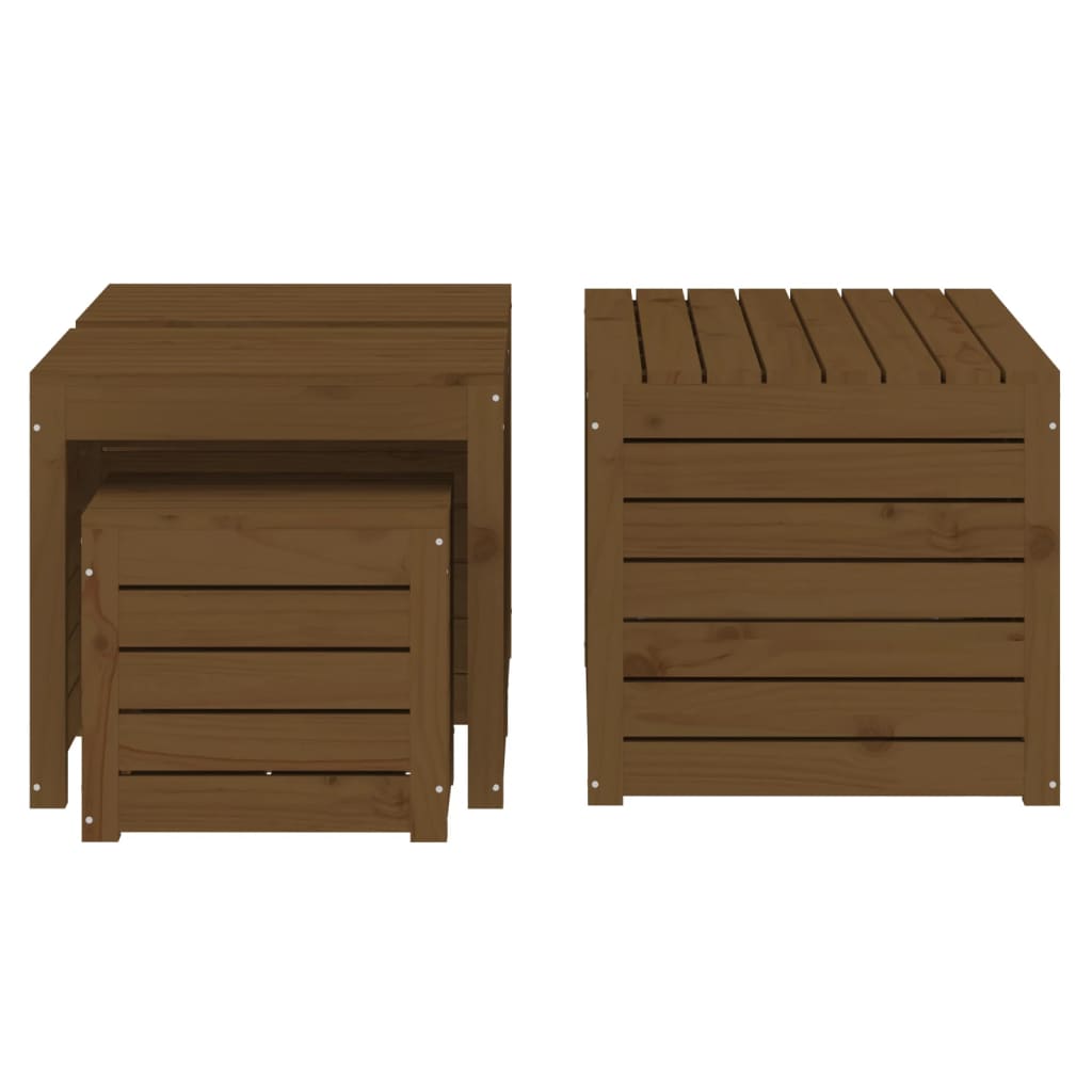 4 Piece Honey Brown Solid Pine Wood Garden Box Set