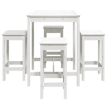 5 Piece Garden Bar Set White Solid Wood Pine