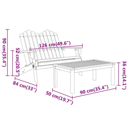 Solid Acacia Wood Adirondack Garden Lounge Set - 2 Pieces