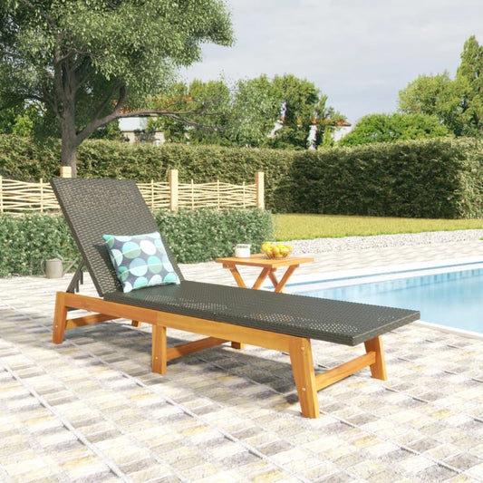Dual-Set Poly Rattan & Acacia Sun Lounger with Table - Style & Comfort