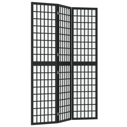 Black Japanese-Style 3-Panel Room Divider, 120x170 cm, Wood