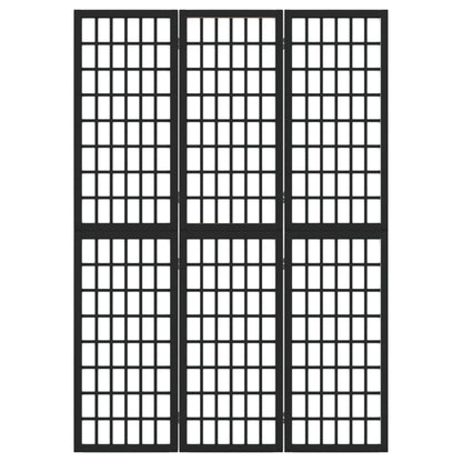 Black Japanese-Style 3-Panel Room Divider, 120x170 cm, Wood