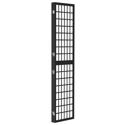 Black Japanese-Style 3-Panel Room Divider, 120x170 cm, Wood