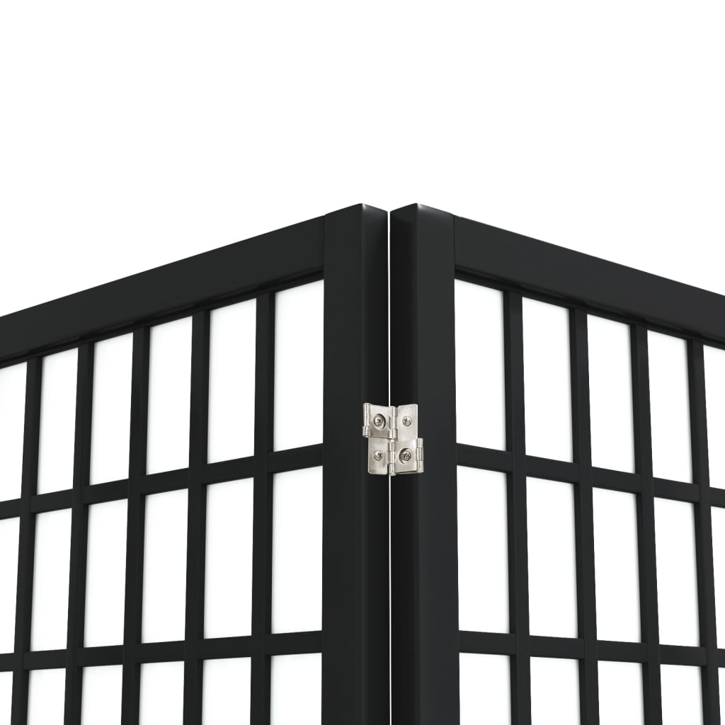 Black Japanese-Style 3-Panel Room Divider, 120x170 cm, Wood