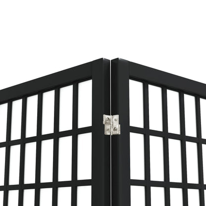 Black Japanese-Style 3-Panel Room Divider, 120x170 cm, Wood