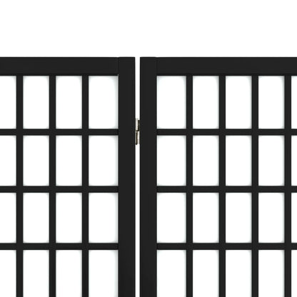 Black Japanese-Style 3-Panel Room Divider, 120x170 cm, Wood