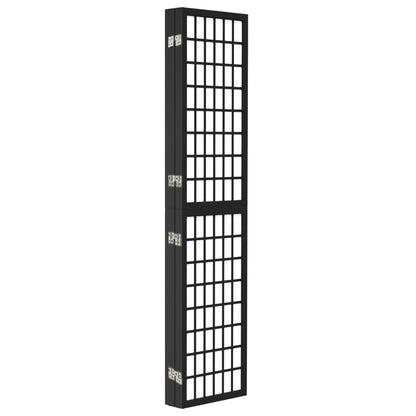 Black Japanese-Style Folding 5-Panel Room Divider 200x170 cm