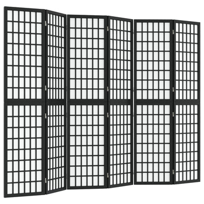 Black Japanese Style 6-Panel Folding Room Divider, 240x170 cm