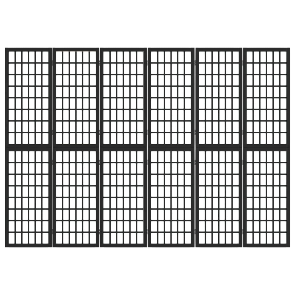 Black Japanese Style 6-Panel Folding Room Divider, 240x170 cm