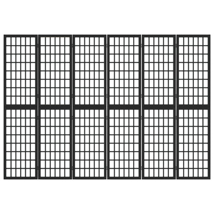 Black Japanese Style 6-Panel Folding Room Divider, 240x170 cm