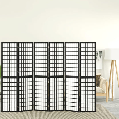 Black Japanese Style 6-Panel Folding Room Divider, 240x170 cm
