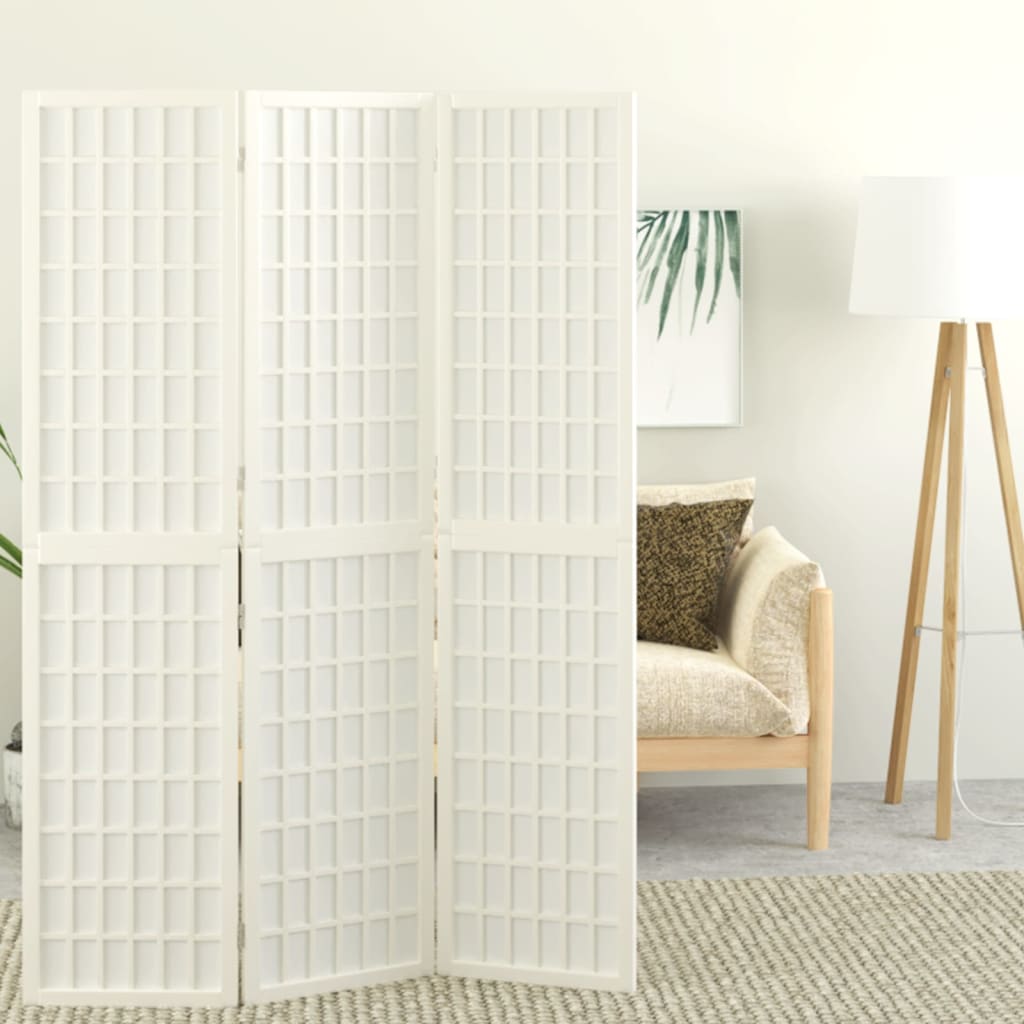 White 3-Panel Japanese-Style Folding Room Divider, 120x170cm