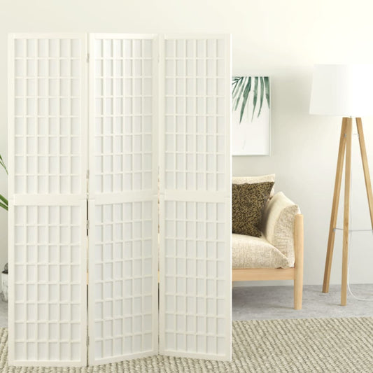 White 3-Panel Japanese-Style Folding Room Divider, 120x170cm