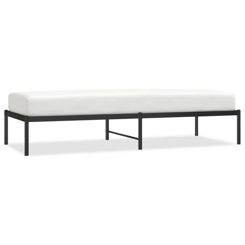 Sleek Black Metal Bed Frame 75x190cm - No Mattress Included