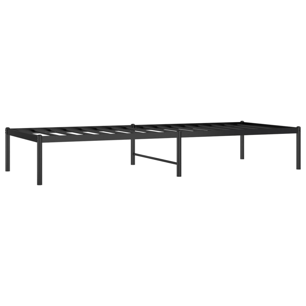 Sleek Black Metal Bed Frame 75x190cm - No Mattress Included