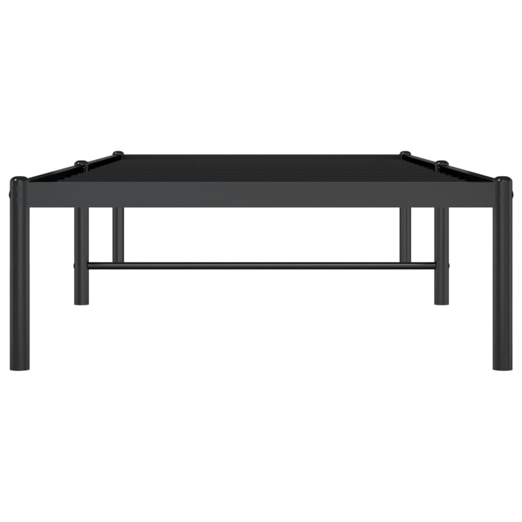 Sleek Black Metal Bed Frame 75x190cm - No Mattress Included