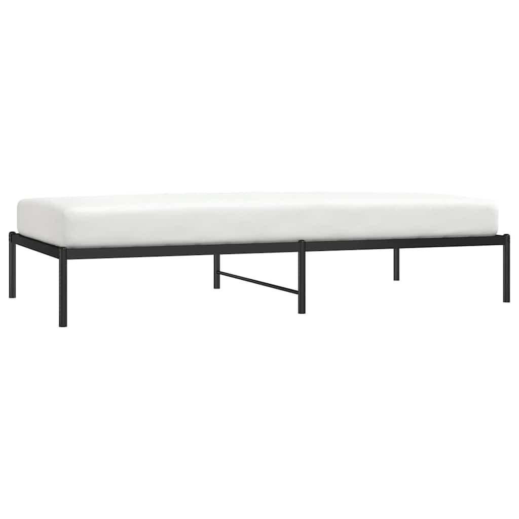Sleek Black Metal Bed Frame 100x200cm - Sturdy & Modern Design