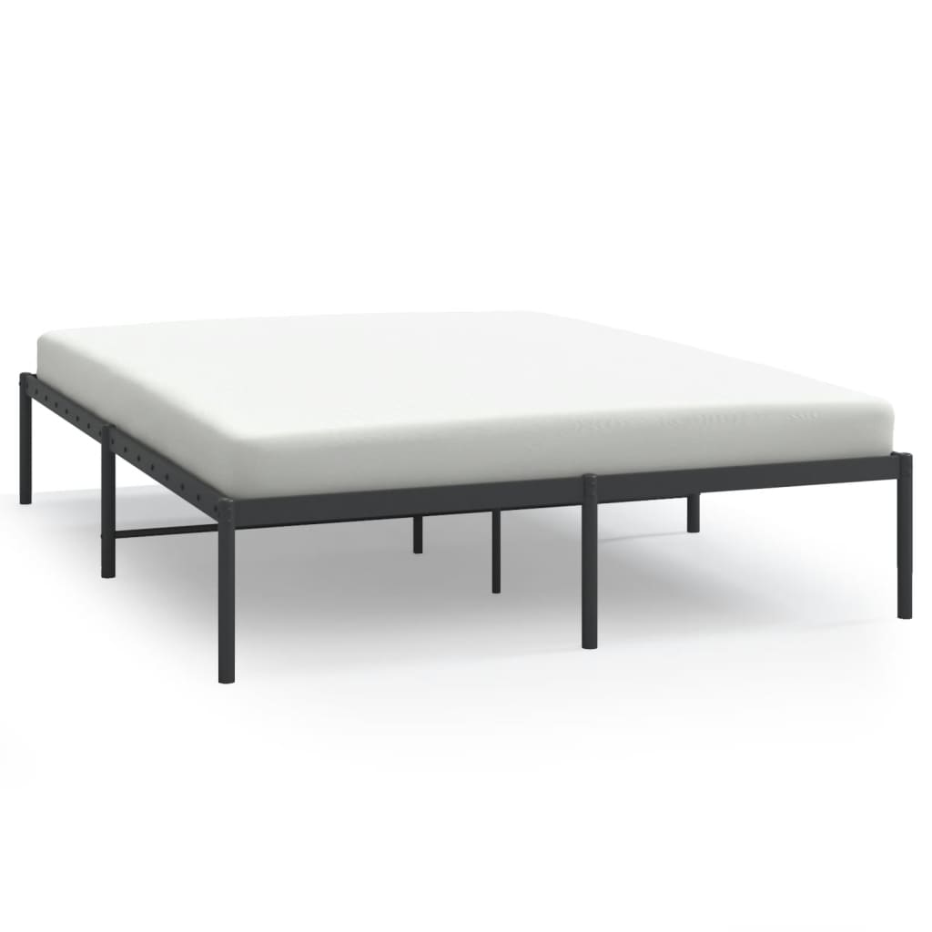 Sturdy Black Metal Bed Frame 140x190cm - No Mattress Included