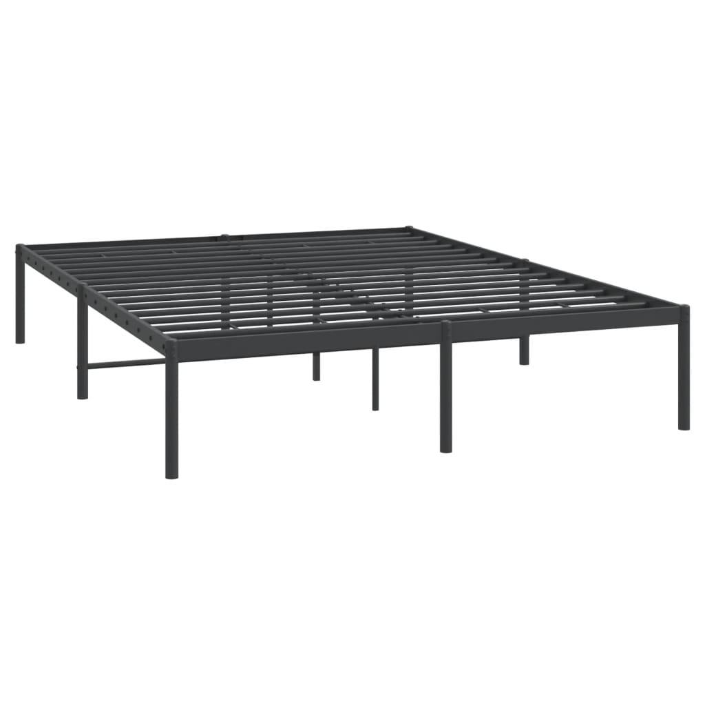 Sturdy Black Metal Bed Frame 140x190cm - No Mattress Included