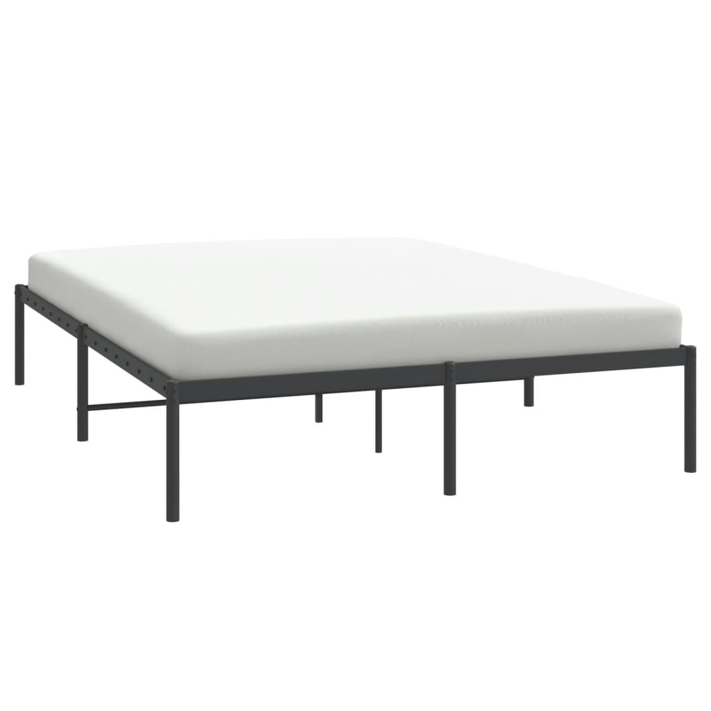 Sturdy Black Metal Bed Frame 140x190cm - No Mattress Included