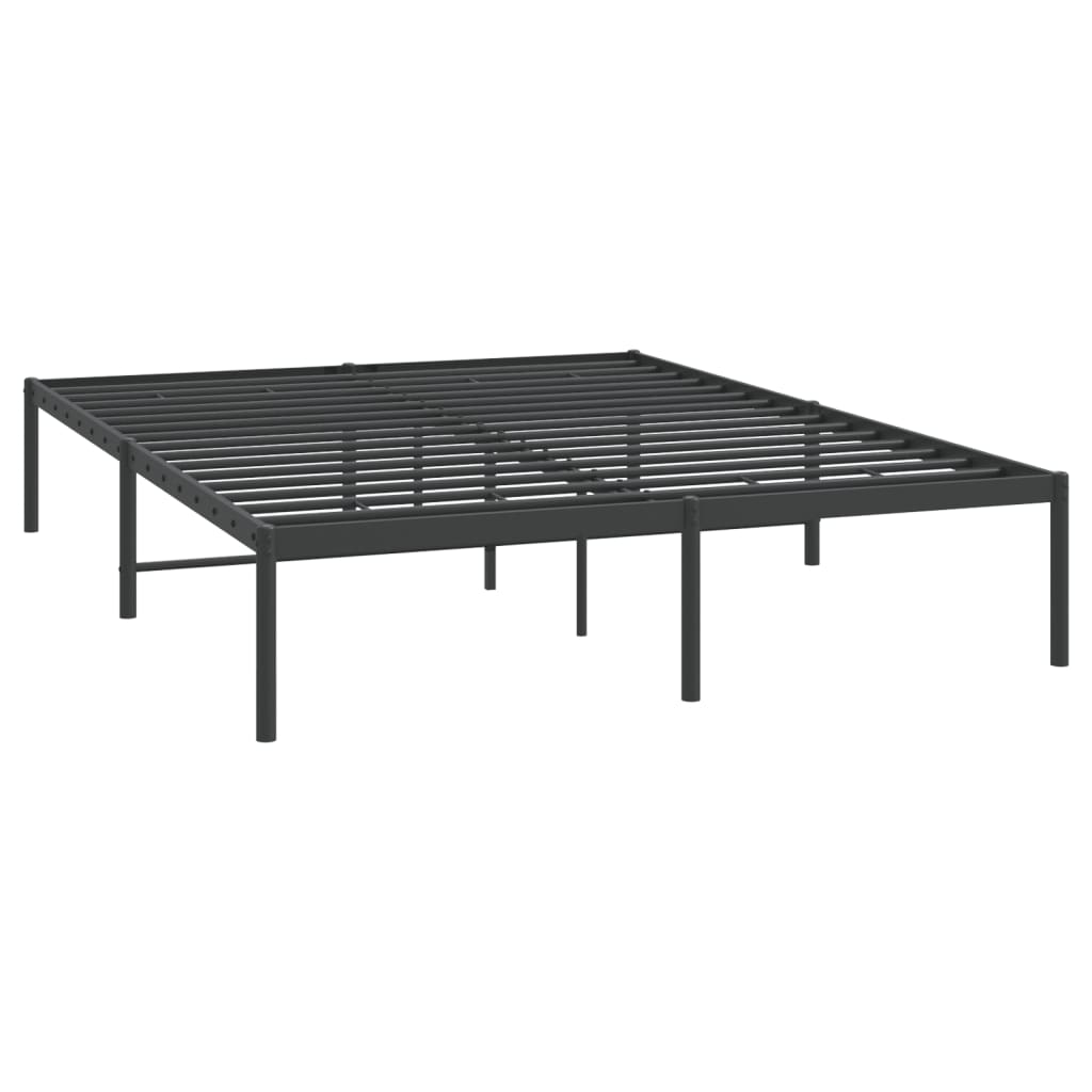 Sleek Black Metal Bed Frame 140x200cm - No Mattress Included