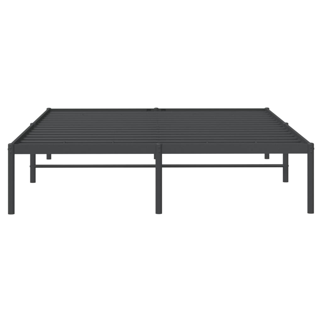 Sleek Black Metal Bed Frame 140x200cm - No Mattress Included