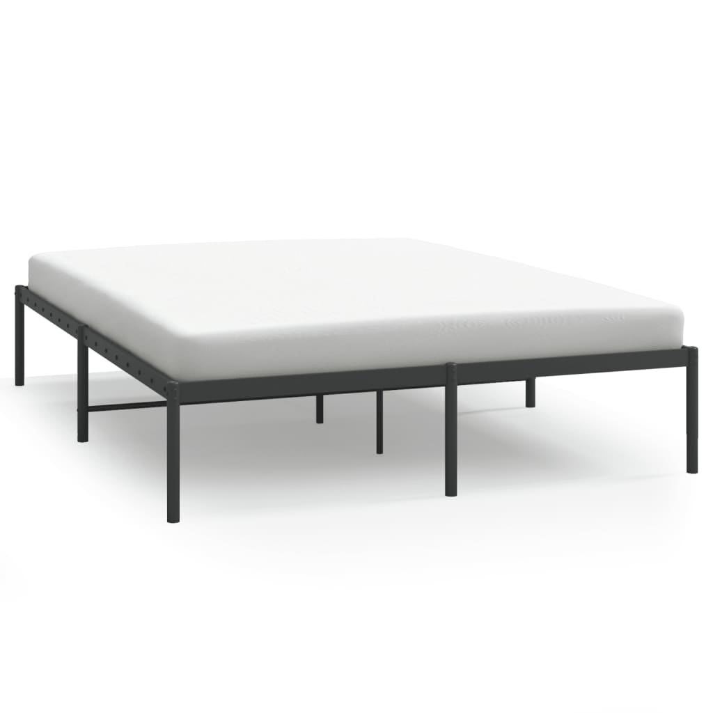 Sleek Black Metal Bed Frame 160x200cm - Sturdy & Stylish Design