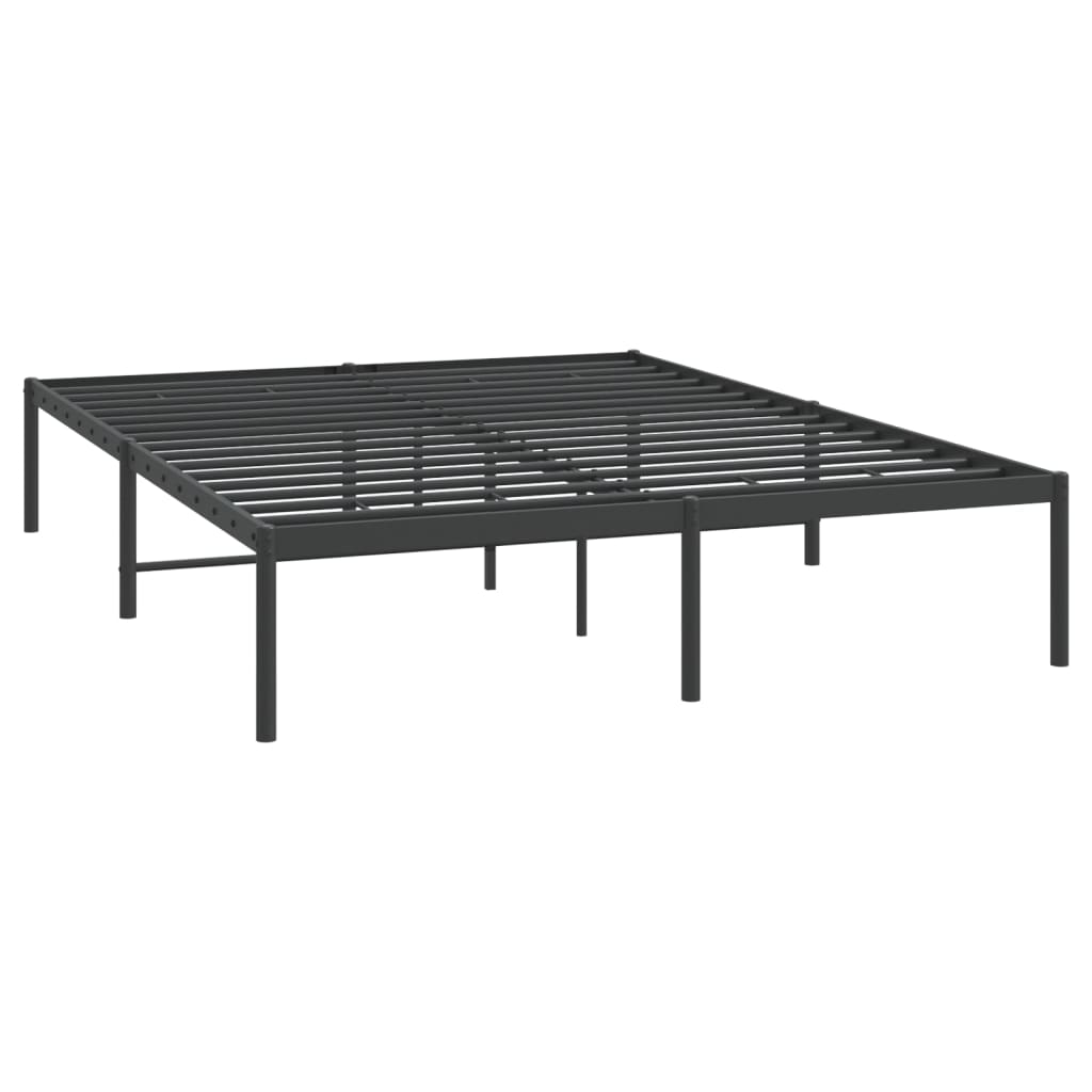 Sleek Black Metal Bed Frame 160x200cm - Sturdy & Stylish Design