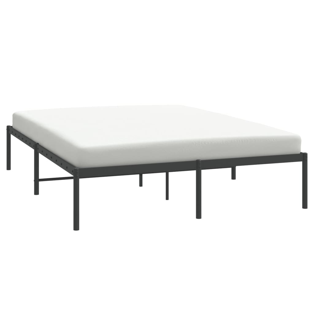 Sleek Black Metal Bed Frame 160x200cm - Sturdy & Stylish Design