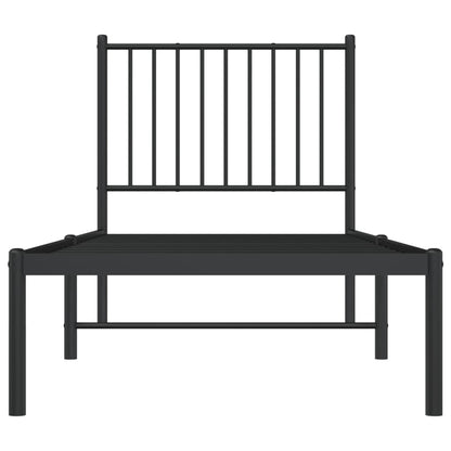 Black Metal Bed Frame with Headboard, 75x190cm – Sturdy & Elegant