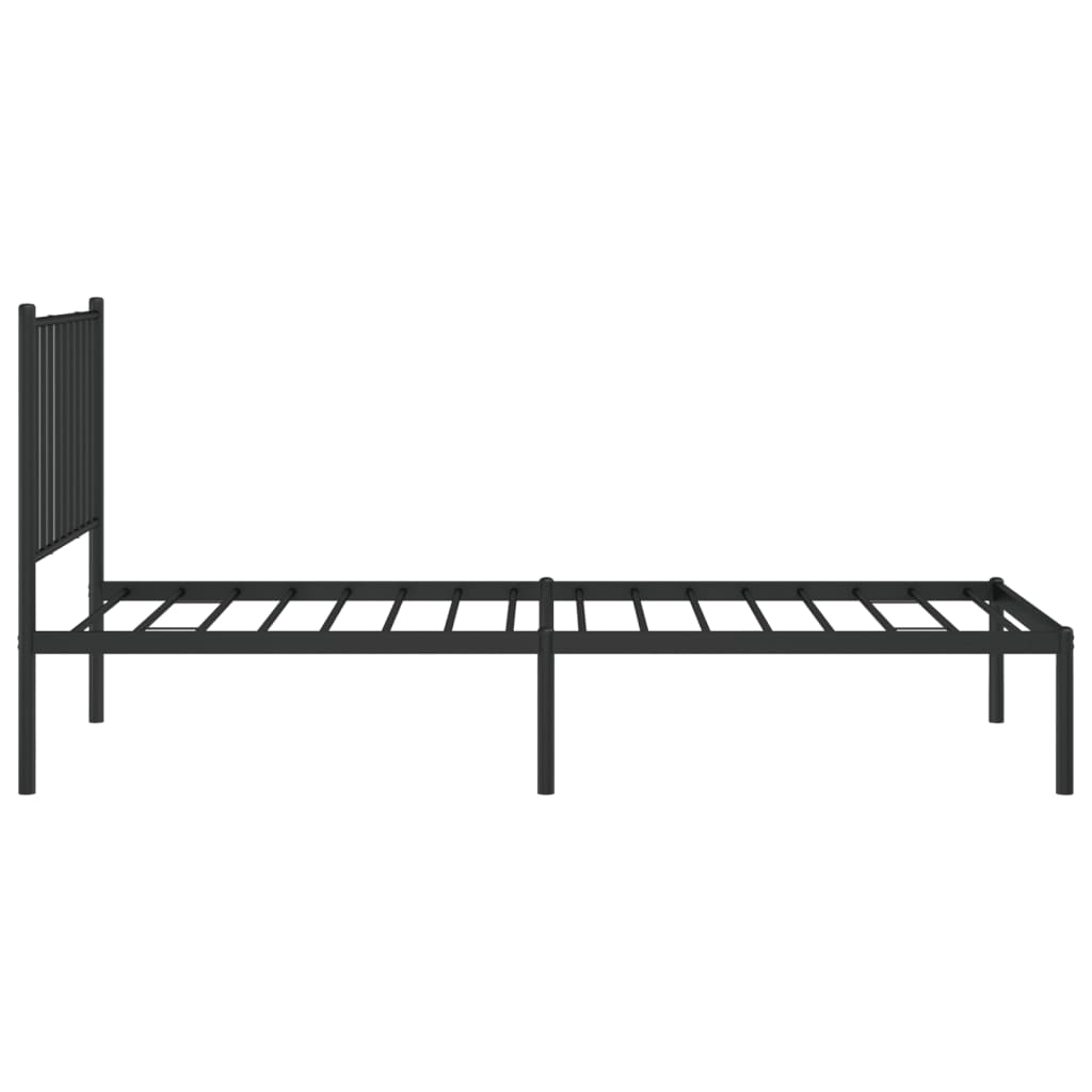 Black Metal Bed Frame with Headboard, 75x190cm – Sturdy & Elegant