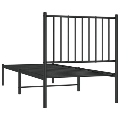 Black Metal Bed Frame with Headboard, 75x190cm – Sturdy & Elegant