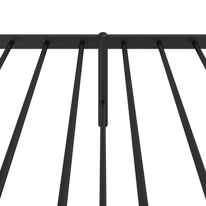 Black Metal Bed Frame with Headboard - 90x190cm, No Mattress