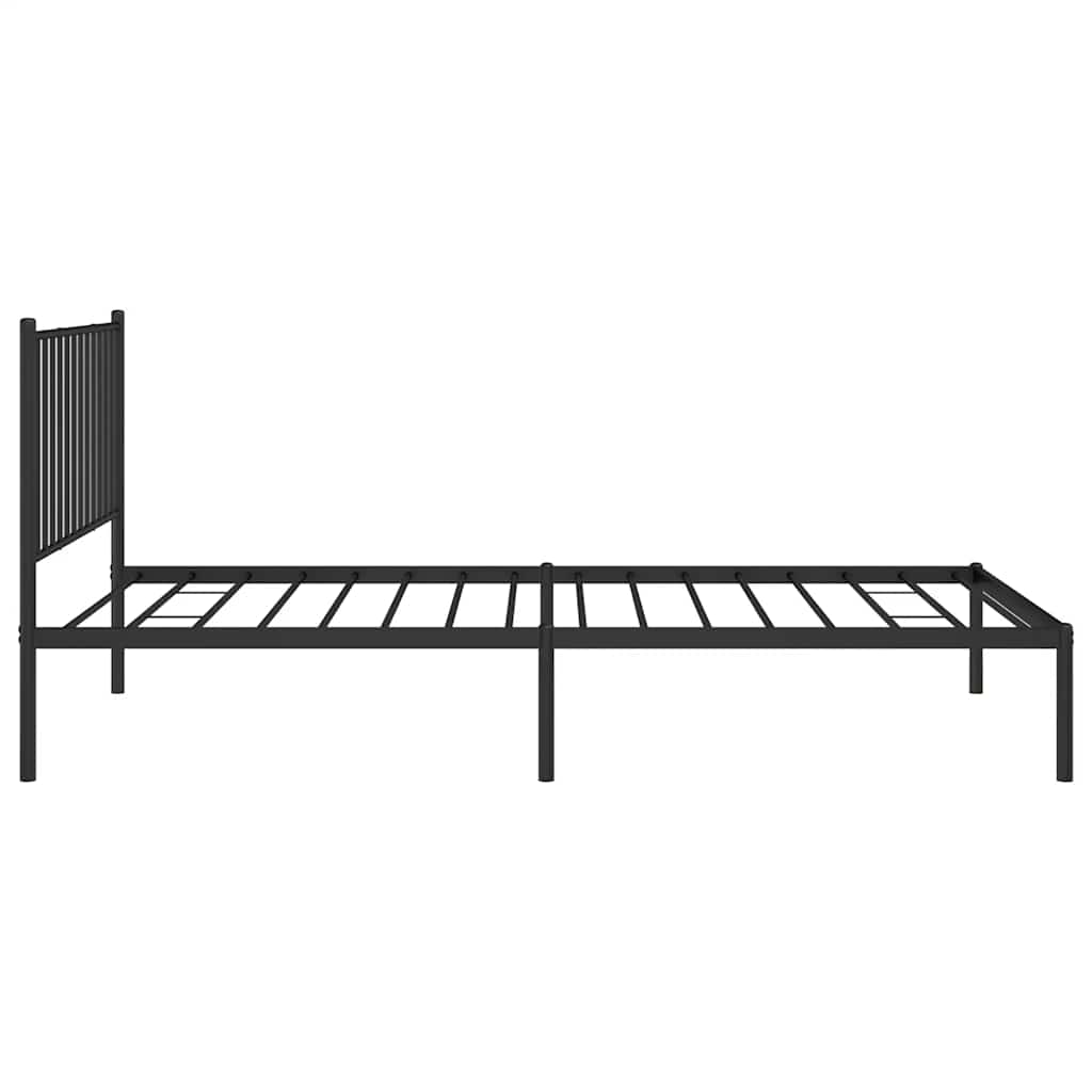 Sleek Black Metal Bed Frame with Headboard 100x200cm, No Mattress