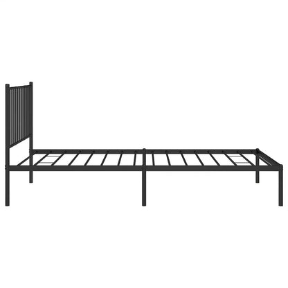 Sleek Black Metal Bed Frame with Headboard 100x200cm, No Mattress