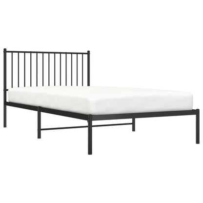 Black Metal Bed Frame with Headboard, 107x203cm - No Mattress Included