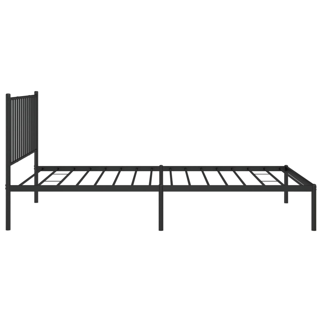 Black Metal Bed Frame with Headboard, 107x203cm - No Mattress Included